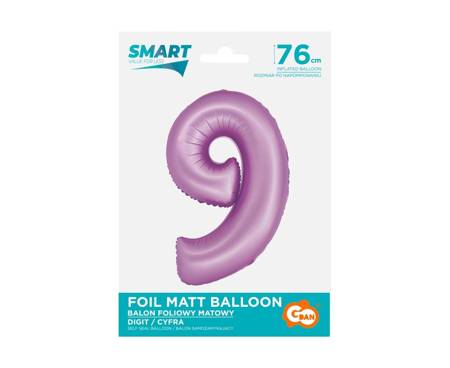 Nummer 9 Folienballon, violett, matt, Smart, 76cm