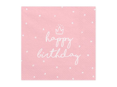 Rosa Servietten Happy Birthday, 33x33 cm (1 Pk. / 20 teile) Rosa