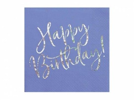 Servietten, Geburtstag, Aufschrift Happy Birthday, Blau, 33x33cm