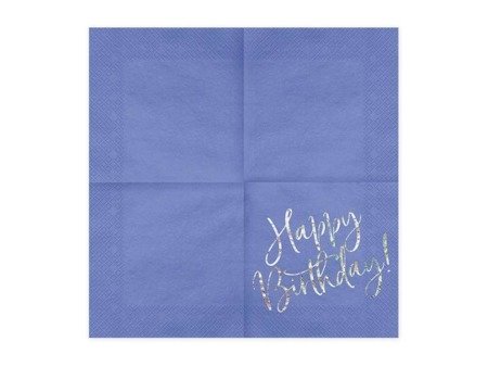 Servietten, Geburtstag, Aufschrift Happy Birthday, Blau, 33x33cm