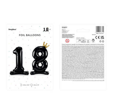 Stehender Folienballon Zahl "18", 84 cm, schwarz