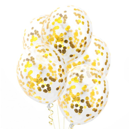 Transparente Ballons mit goldenem Konfetti, 30 cm, 100 Stk.