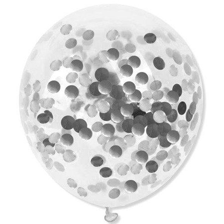 Transparente Ballons mit silbernem Konfetti, 30 cm, 100 Stk.