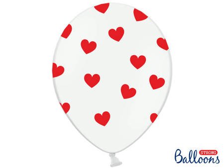 Weiße Ballons in den Roten Herzen 30cm, 50 Stück