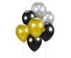 Latexballons, Blumenstrauß schwarz gold silber 30 cm, 7 Stk.