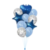 Set von silber-blauen Ballons mit Konfetti, 10 Stück