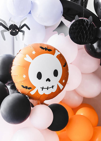Skull Foil Balloon, Halloween, Orange, 45 cm