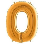 Folienballon Zahl 0, Gold, 66 cm Grabo