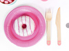 Wooden Cutlery with Pink Heart Print – 18-Piece Set