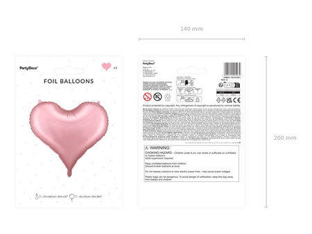 Foil balloon Heart, 75x64.5 cm, light pink