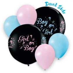 Balloon set consisting of 1 large balloon and 4 small balloons, Multicolor, Gender Reveal, 80cm and 30cm, 5 pcs.