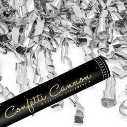 Popper with streamers, silver, 40cm