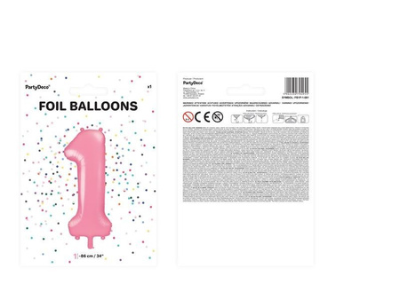 The number 1 Foil balloon, 86cm pink