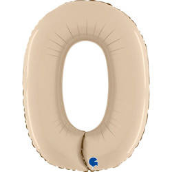 Foil Balloon Number 0, Satin Cream, 66 cm Grabo