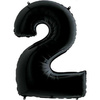 The number 2 Foil balloon, black, 102cm Grabo