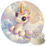 Unicorn cake topper edible wafer round 20 cm premium, vegan, gluten-free, cut