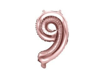 Foil balloon digit '9', 35cm, pink gold