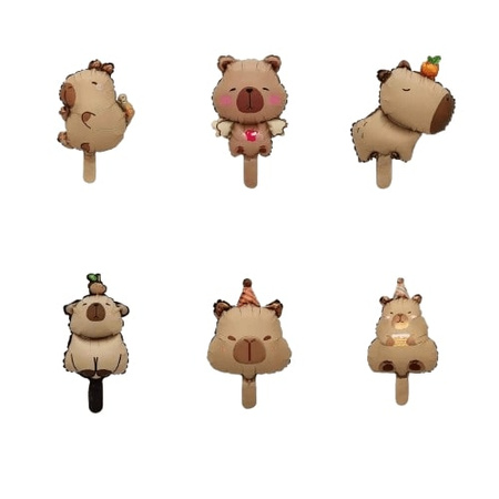 Foil Balloon mini Capybara Set 27x38cm 6pcs