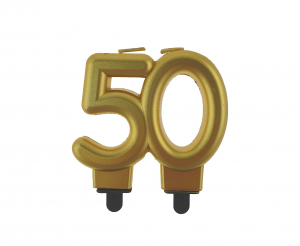 Candle on the 50th birthday cake, number "50"
