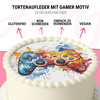 Red Ninja cake topper edible wafer round 20 cm premium, vegan, gluten-free, cut