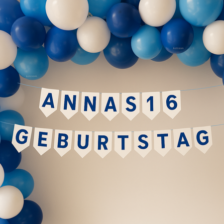 Personalized Flag Banner, Blue – Custom Garland with Any Text