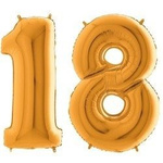 Folienballons Zahlen, 18. Geburtstag, Gold, 102 cm, Grabo, Set für den 18. Geburtstag
