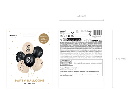 Balloons Strong Happy New Year 2026 Pastel Mix 30cm 6 pcs