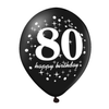 A set of balloons for 80th birthday, black and gold, 30 cm, 6 pcs.