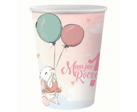 One-year paper cups - Bunny, 270 ml / 6 pcs.