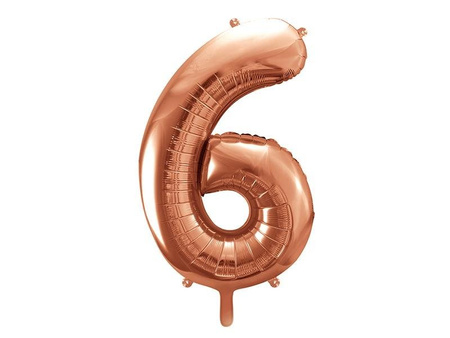 Foil balloon digit '6', 86cm, pink gold