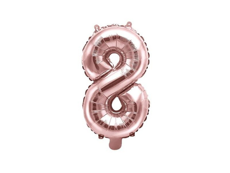 The number 8 Foil balloon, 35cm, Rose Gold rose gold