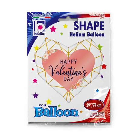Geometric Foil Balloon Happy Valentine's Day 73cm