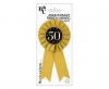 Rosette for 50th Birthday, Anniversary gold-black, 8 cm