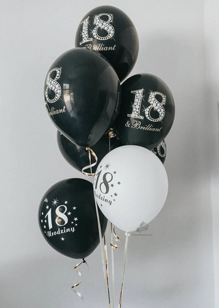 Latex balloons 18 birthday, Pastel Black 30cm, 6 pcs.