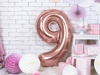 Foil balloon digit '9', 86cm, pink gold