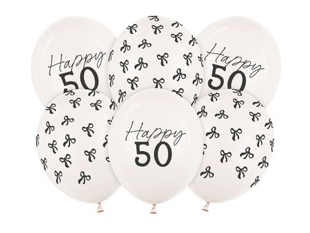 Ballons 30 cm, Set zum 50. Geburtstag, Pastell Off-White