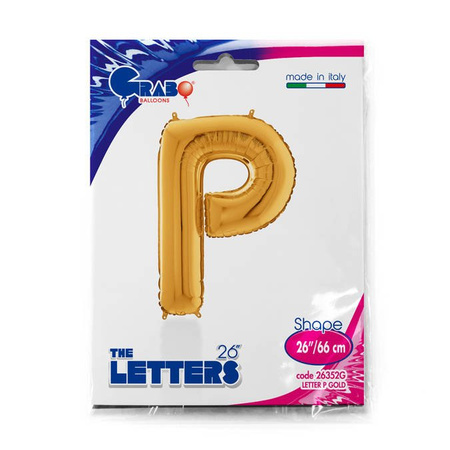 Foil balloon letter P, 66cm, gold