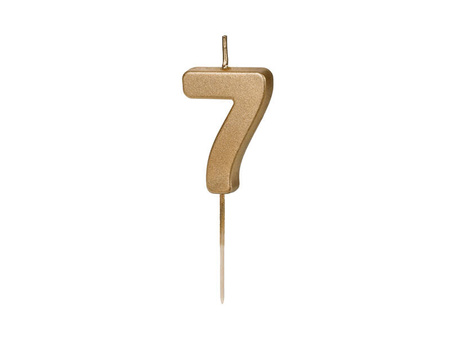 Birthday candle 7, gold, 5,5cm