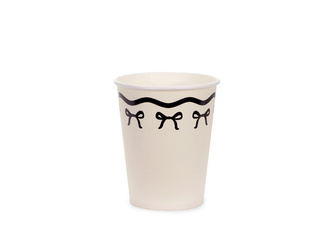 Pappbecher mit Schleifen – Creme-Schwarz, 220 ml, 6 Stück