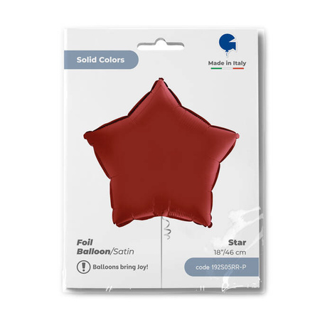 Foil Balloon - Satin Rubin Red, Star 46 cm, Grabo