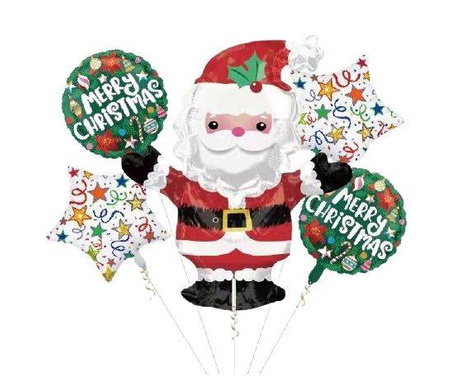 A set of festive balloons with Santa Claus, stars 5 elements