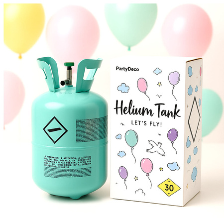 Türkisfarbene Heliumflasche, für 30 Luftballons