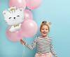 Foil Balloon, White Kitten, 52 cm