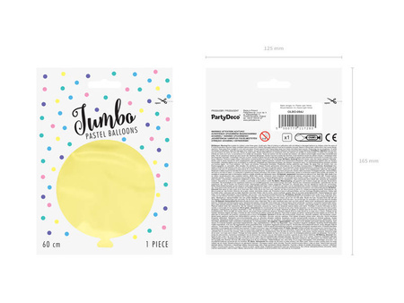 Riesen-Latexballon, Gelb, Pastell Hellgelb, 60 cm, 1 Stk.