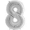 Foil balloon numeral 8 Silver - 102 cm Grabo