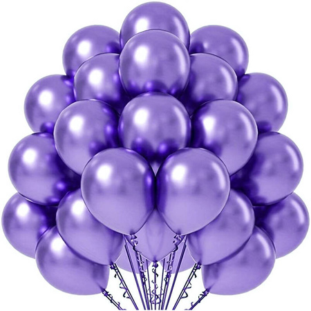 Latex balloons chrome purple, 45cm, 15 pcs