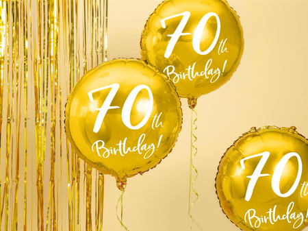 Foil balloon 70th birthday, gold, diameter 45cm