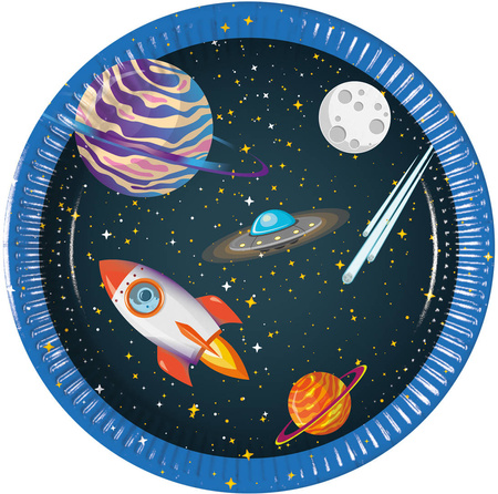 Plates Space rocket, 20 cm, 8 pcs.