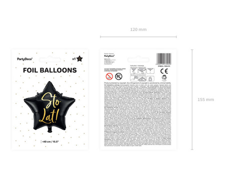 Foil balloon a hundred years! Black Star 40 cm