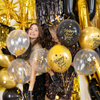 Biologisch abbaubare Happy New Year Ballons Schwarz-Gold – 8er-Set